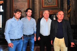 Piero Camilli con i figli Vincenzo e Luciano e Sandro Zucchi
