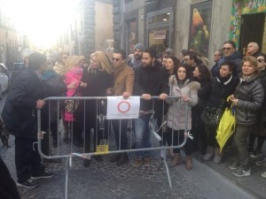 La protesta dei commercianti in via Cavour del marzo 2014