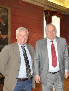 Il sindaco Leonardo Michelini e il patron della Viterbese Piero Camilli
