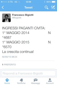 Il Twit del sindaco Bigiotti sui paganti di Civita