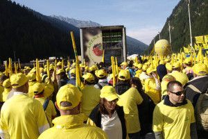 La protesta della Coldiretti al valico del Brennero