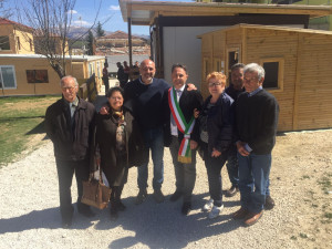 Il sindaco di Amatrice Sergio Pirozzi, il vicesindaco di Montalto Luca Benni e i rappresentanti delle associazioni