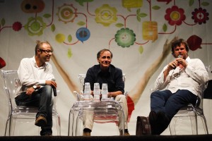 Andrea Baffo e Filippo Rossi con Roberto Vecchioni