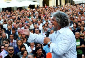 Un comizio di Beppe Grillo