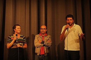Il direttore del festival Mauro Morucci (al centro), tra l'interprete e il regista Claudio Giovannesi