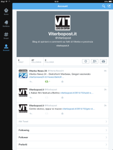 La schermata dell'account Twitter di Viterbop