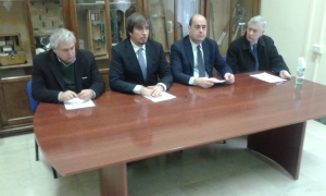 Da sinistyra, il commissario Asl Macchitella, l'assessore Refrigeri, il presidente Zingaretti e il sindaco Michelini