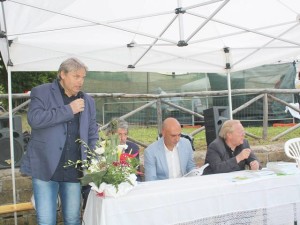 Claudio Di Marco con Luca Tofani di Radioverde, Sergio Pirozzi e Fabio Menicacci