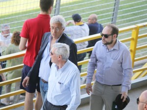 Il sindaco Michelini allo stadio con l'avvocato Ranucci, uno dei consiglieri più vicini a Camilli