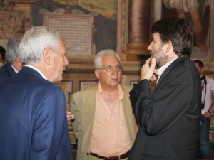 Arduino Troili (al centro), il sindaco e Fioroni a colloquio col ministro