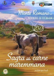 La locandina dell'edizione 2015 della Sagra della carne maremmana a Monte Romano