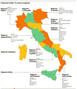 La mappa d'Italia secondo la riforma Morrasut-Ranucci