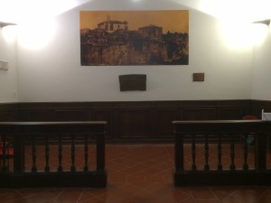 La gigantografia di Vignanello esposta nel palazzo comunale